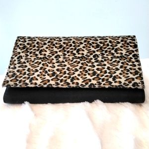 Vintage Mundi wallet--black with animal print front flap